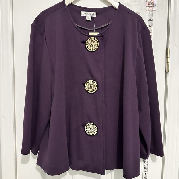 Coldwater Creek Sweaters - COLDWATER CREEK XL Boho Lagonlook Blouse Mandala statement BUTTONS Plum $79